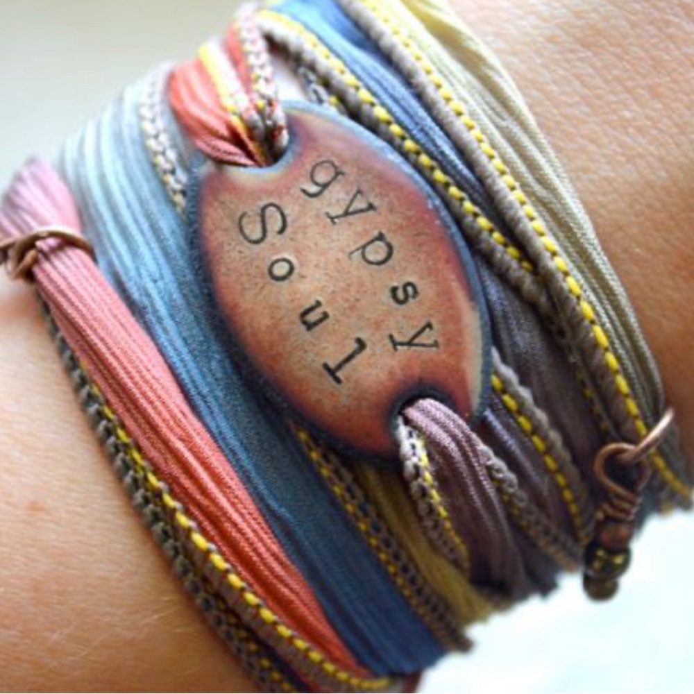Gypsy Soul, Boho Silk Ribbon Wrap Bracelet - Picture 6 of 7